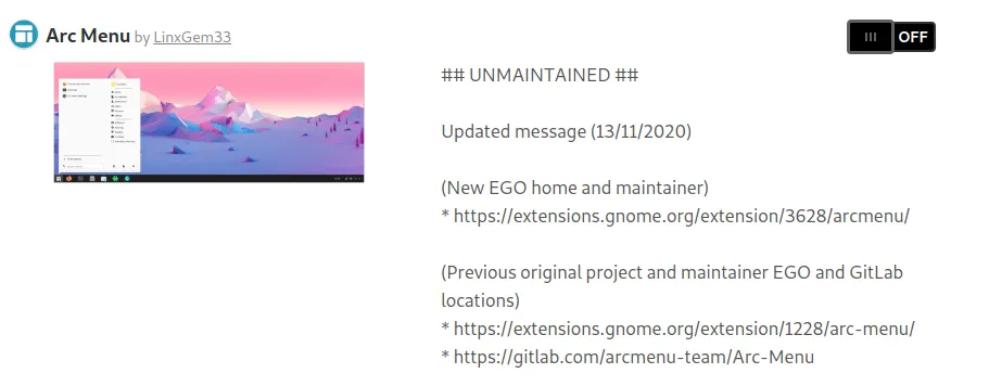 Arc Menu介绍界面